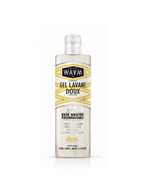 GEL LAVANT DOUX 100% NATUREL SANS SULFATES MULTI-USAGES (BASE NEUTRE PERSONNALISABLE) TOUS TYPES DE PEAUX ET CHEVEUX WAAM 400 ML