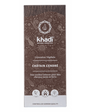COLORATION VÉGÉTALE KHADI (HENNÉ & PLANTES AYURVÉDIQUES) CHÂTAIN CENDRÉ D'INDE BIO (BDIH) 100 G